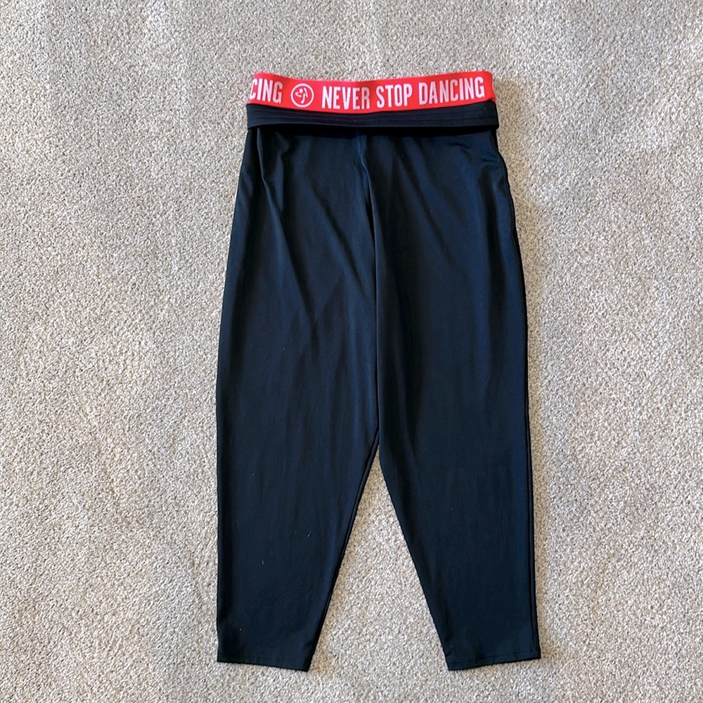 Zumba Never Stop Dancing Cropped Harem Dance Pants ~ S ~ Black